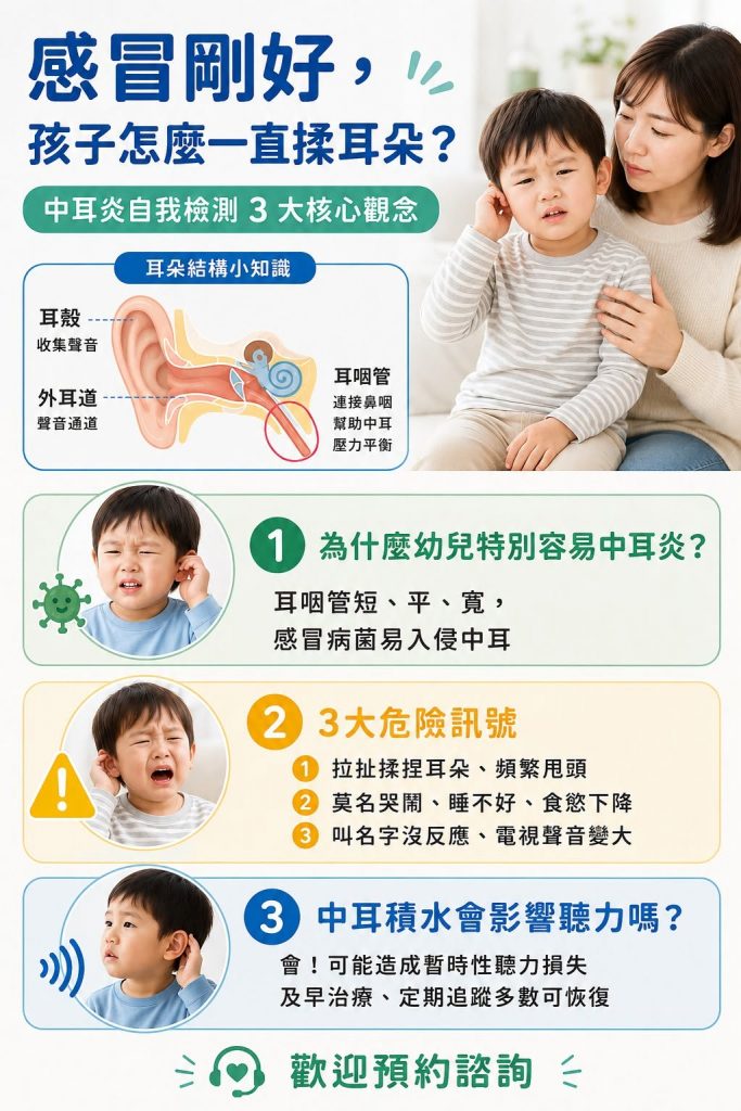 孩子中耳炎自我檢測三大核心觀念